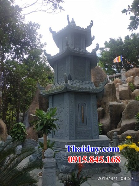 Mẫu mộ tháp phật giáo bằng đá xanh tự nhiên Ninh Bình