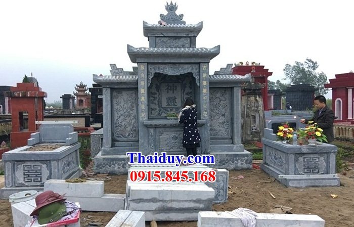 Thiết kế 11 lăng đá xanh tự nhiên thờ chung nghĩa trang khu lăng mộ đẹp bán tại Sơn La