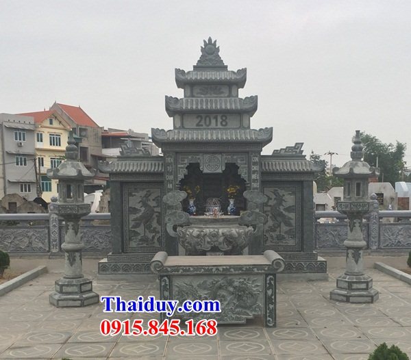 Thiết kế 13 mộ cây hương lăng lầu thờ chung đá xanh rêu đẹp bán Điện Biên