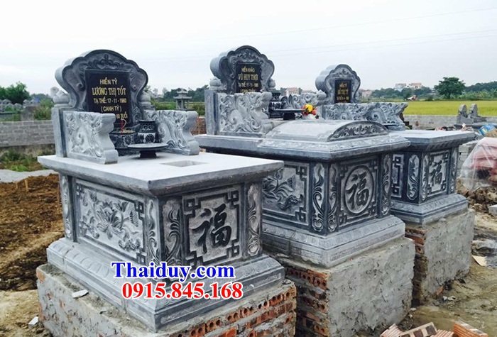 Thiết kế 16 mộ mồ mả đá xanh tự nhiên đơn giản không mái đẹp bán Lai Châu