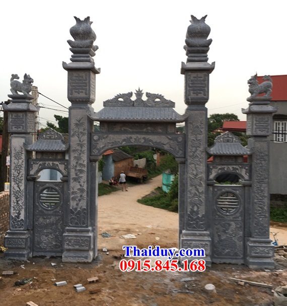 Thiết kế 25 cổng đá xanh hiện đại nhà thờ họ từ đường đình đền chùa đẹp bán tại Gia Lai
