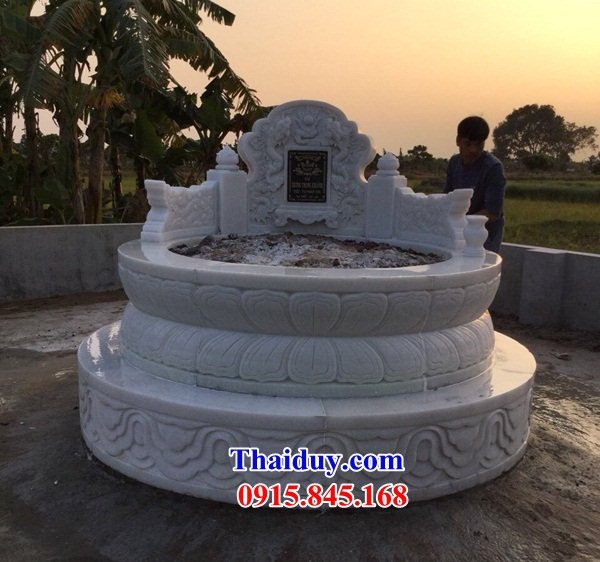 Thiết kế 39 mộ mồ mả ba má ông bà đá trắng hiện đại tròn hình tròn đẹp bán Kiên Giang
