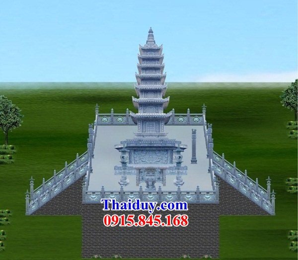 Thiết kế 3D khu mộ bảo tháp bằng đá đẹp