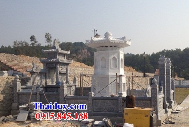 Thiết kế 43 mộ mồ mả tháp đá trắng tự nhiên cất để giữ đựng hũ tro hài cốt đẹp tại Lai Châu