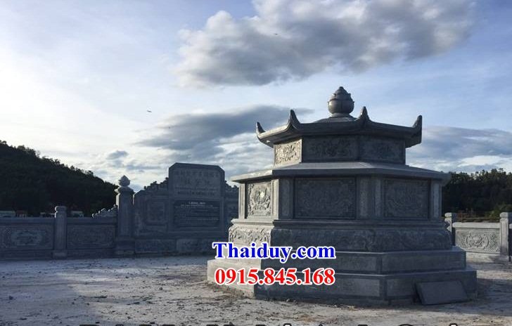 Thiết kế mộ đá xanh tự nhiên lục lăng bát giác đẹp Ninh Thuận