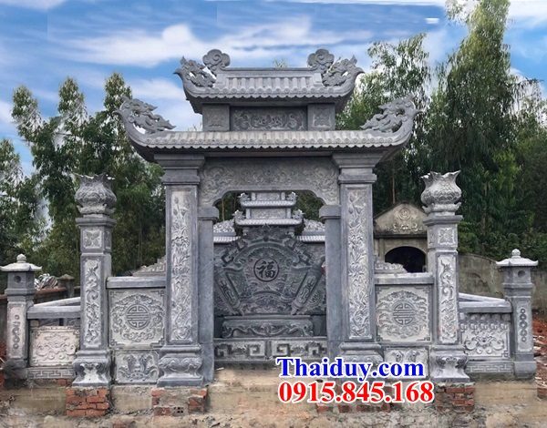 Tường hàng rào lan can khu lăng mộ nghĩa trang gia đình dòng họ bằng đá mỹ nghệ Ninh Bình đẹp