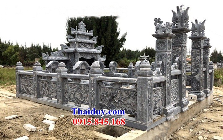Tường rào đá nghĩa trang ba má đẹp Tiền Giang