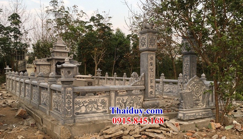 thiết kế 33 tường bao hàng rào lan can đá xanh tự nhiên nghĩa trang lăng mộ đẹp thái nguyên