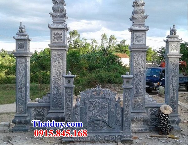 thiết kế 65 cột cổng đình làng chùa miếu đền đá xanh nguyên khối đẹp nhất cao bằng