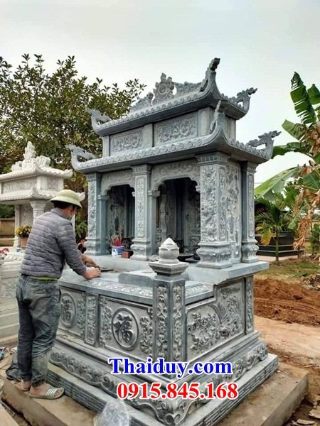 12 mẫu mộ đôi hai mái đẹp xây bằng đá