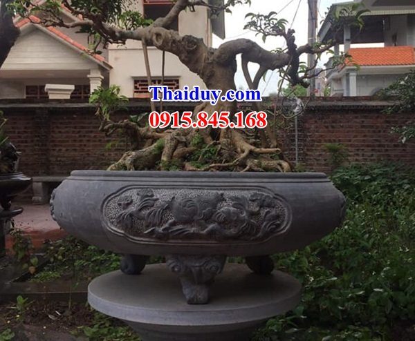 Bán 20 chậu cảnh bonsai hình tròn bằng đá mỹ nghệ Ninh Bình tại Sơn La