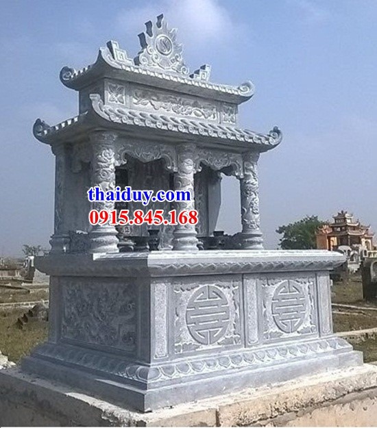 10 hình ảnh lăng mộ đôi hai mái bằng đá xanh tự nhiên chạm khắc hoa văn tại Ninh Bình