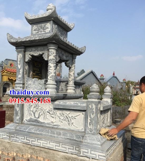 10 hình ảnh lăng mộ hai mái bằng đá xanh tự nhiên chạm khắc hoa văn tinh xảo tại Ninh Bình