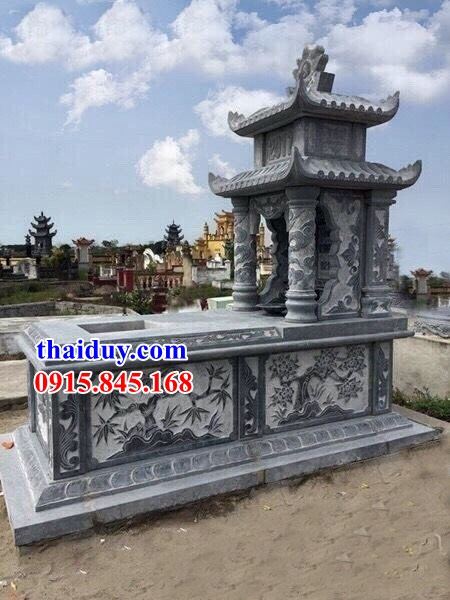 10 hình ảnh lăng mộ hai mái bằng đá xanh tự nhiên chạm trổ tứ quý tại Ninh Bình