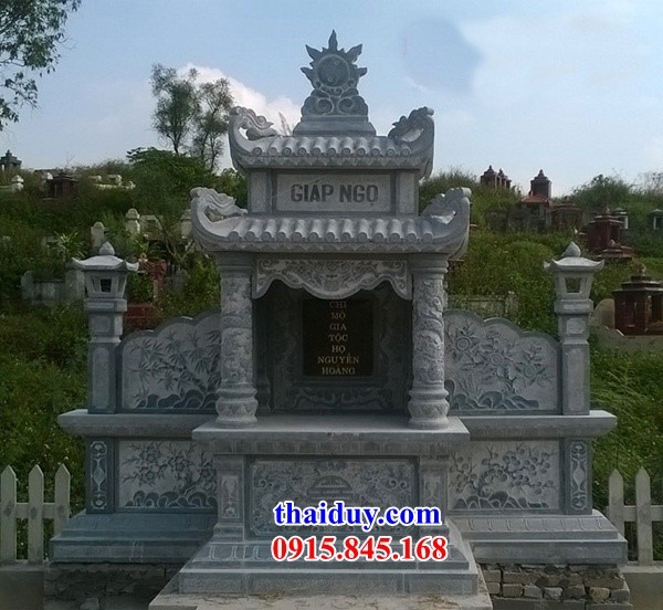 11 lăng mộ đá xanh ba mái thiết kế đơn giản chạm trổ tứ quý tại Hà Tĩnh