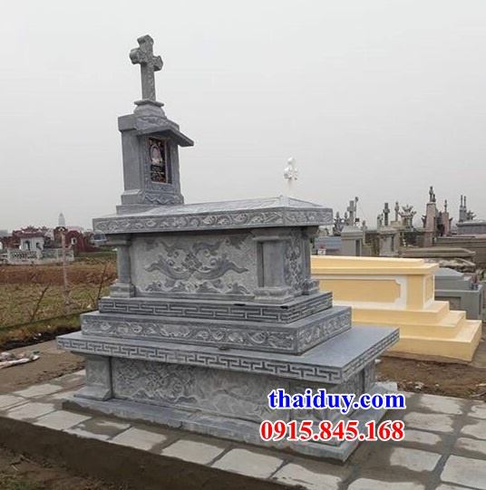 15 mẫu lăng mộ công giáo bằng đá mỹ nghệ không mái chạm khắc hoa văn tại Ninh Bình