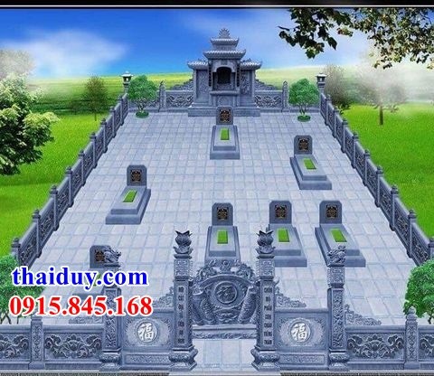 5 mẫu thiết kế lăng mộ dòng ho bằng đá hai mái hiện đại tại Thái Bình