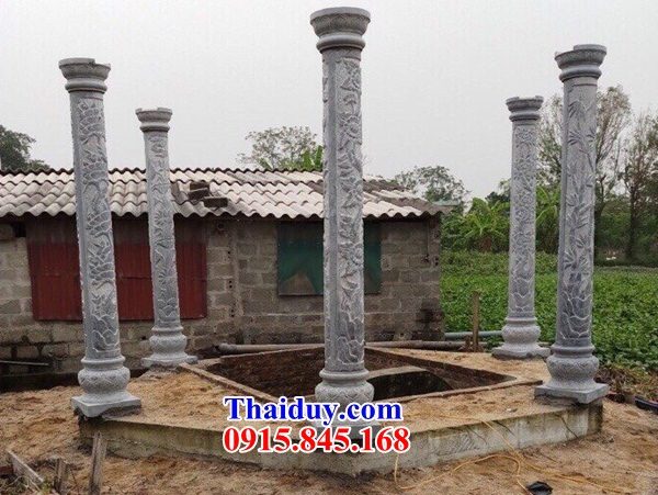 58 cột đồng trụ đình chùa bằng đá tự nhiên nguyên khối thiết kế đơn giản tại An Giang