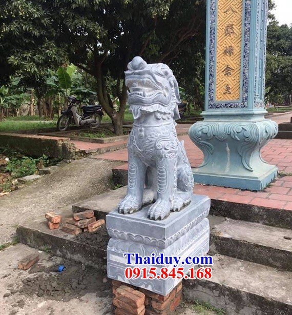 Bán báo giá 27 nghê canh cổng đình chùa bằng đá xanh liền khối tại Phú Yên