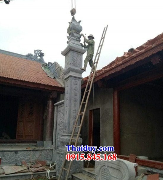Cột đồng trụ nhà thờ tổ bằng đá xanh thi công lắp đặt bán tại Ninh Bình