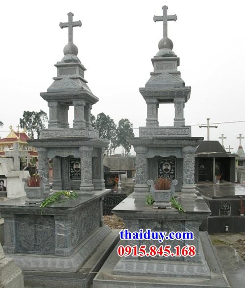 Hình ảnh lăng mộ công giáo bằng đá nguyên khối một mái thiết kế hiện đại đẹp tại Kiên Giang