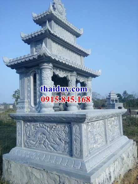 Hình ảnh lăng mộ đá xanh Thanh Hoá tự  nhiên nguyên khối chạm khắc rồng đơn giản đẹp ba mái tại Đồng Tháp