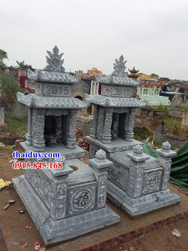 Hoa văn lăng mộ thờ chung anh em sinh đôi bằng đá Thanh Hóa hai mái đẹp bán tại Phú Thọ