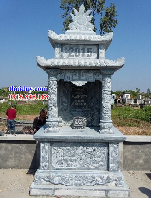 Hoa văn lăng mộ thờ chung dòng họ bằng đá hai mái đẹp bán tại Phú Thọ