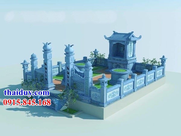 Kích thước bản thiết kế khu lăng mộ đá một mái hiện đại tại Trà Vinh