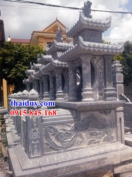 Lắp ghép lăng mộ hai đao đơn giản bằng đá nguyên khối điêu khắc rồng phượng tại Cao Bằng