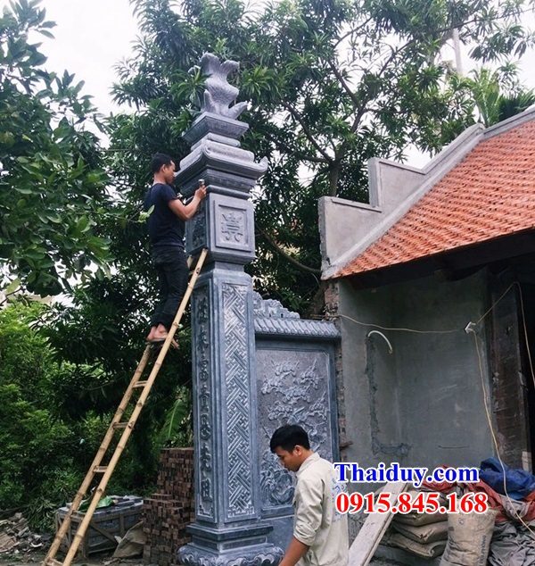 Mẫu cột trụ đình chùa miếu bằng đá mỹ nghệ chạm khắc hoa văn tinh xảo bán tại Hải Phòng