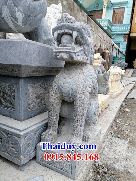Thi công làm nghê canh cổng đình chùa miếu phong thủy bằng đá thiết kế đơn giản đẹp tại Hưng Yên