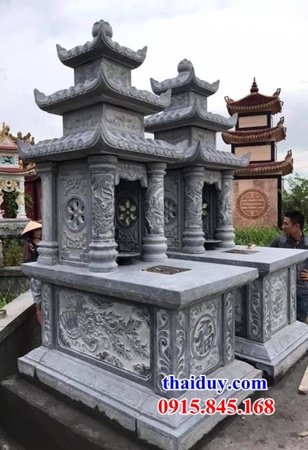Top 10 mẫu mộ ba mái đá xanh tự nhiên cao cấp chạm khắc hoa tứ quý đẹp tại Phú Thọ