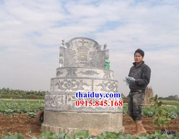 Xây lắp lăng mộ tròn bằng đá xanh Thanh Hoá không mái đơn giản tại Đà Nẵng