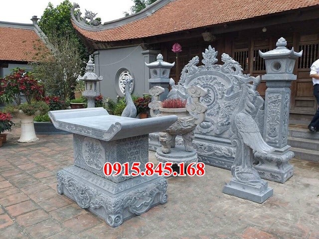 05 Mẫu bàn sắm lễ khu lăng mộ gia tộc bằng đá nguyên khối