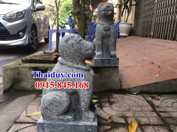07 tượng chó phong thủy canh cổng tư gia biệt thự bằng đá mỹ nghệ Ninh Bình tại Hải Dương