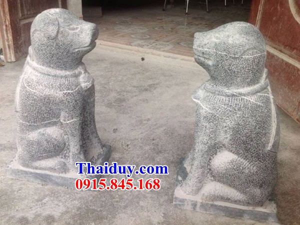 08 mẫu chó canh cổng tư gia biệt thự đình chùa miếu bằng đá nguyên khối tại Nam Định