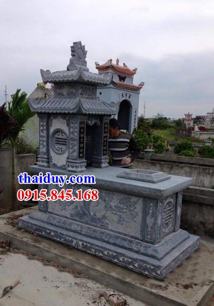 15 mẫu lăng mộ đá xanh hai mái cham trổ tứ quý đơn giản hiện đại tại Quảng Ngãi