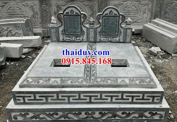30 lăng mộ đôi bằng đá xanh tự nhiên cao cấp không mái đơn giản đẹp tại Hà Giang