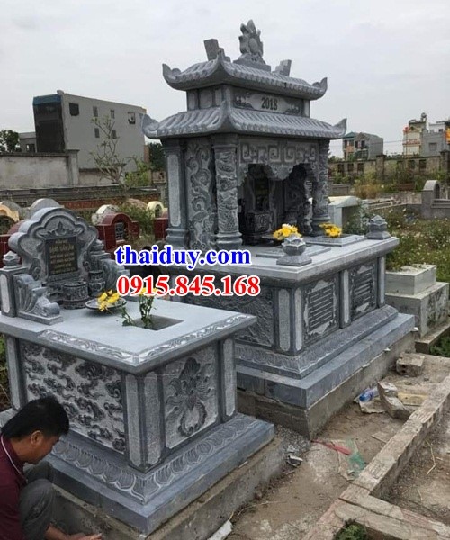 34 lăng mộ hai mái thờ chung ông bà cha mẹ bằng đá nguyên khối đẹp nhất tại Hưng Yên