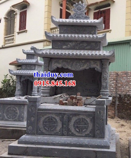 37 lăng mộ ba mái thờ ông bà bằng đá chạm trổ tứ quý tại Thái Bình