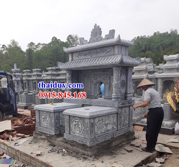 Bán sẵn 63 lăng mộ đôi thờ anh chị em ruột bằng đá tự nhiên chạm khắc tinh xảo hai mái tại Bình Thuận