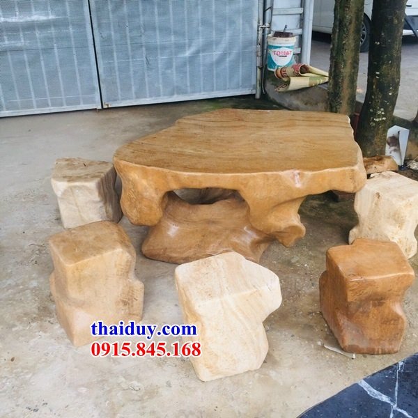 Bộ bàn ghế bằng đá tự nhiên thiết kế hiện đại nhất