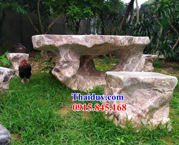 Bộ bàn ghế đặt sân vườn biệt thự bằng đá nguyên khối tự nhiên Thanh Hóa được ưa chuộng nhất