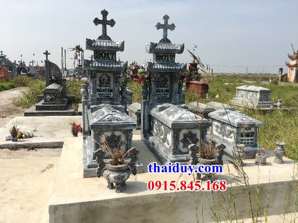 Điêu khắc 40 lăng mộ hai mái đạo công giáo bằng đá giá tốt tại Đồng Tháp