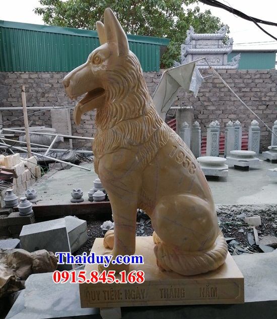 Hình ảnh chó bằng đá vàng cao cấp kích thước phong thủy bán toàn quốc