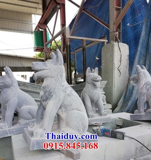 Hình ảnh chó phong thủy trấn yểm nhà thờ họ từ đường bằng đá tự nhiên tại Quảng Ninh