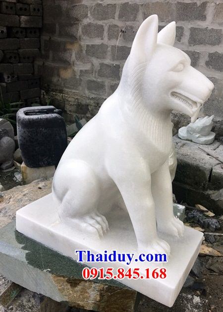 Hình ảnh chó trấn yểm bằng đá trắng tự nhiên đẹp cao cấp tại Phú Thọ