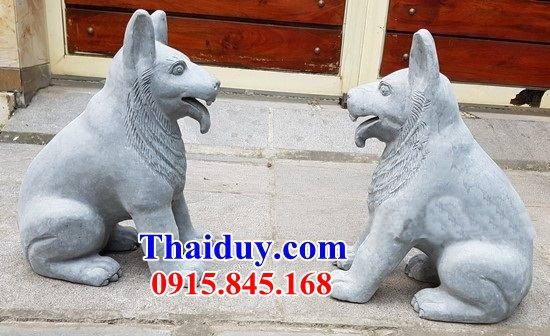 Hình ảnh đôi chó cảnh biệt thự tư gia bằng đá đẹp giống thật tại Phú Yên
