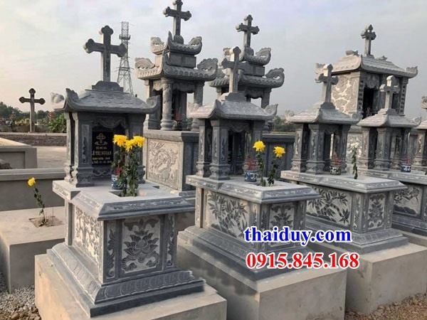 Hình ảnh khu lăng mộ công giáo một mái bằng đá mỹ nghệ cao cấp chạm khắc hoa văn tại Bình Định